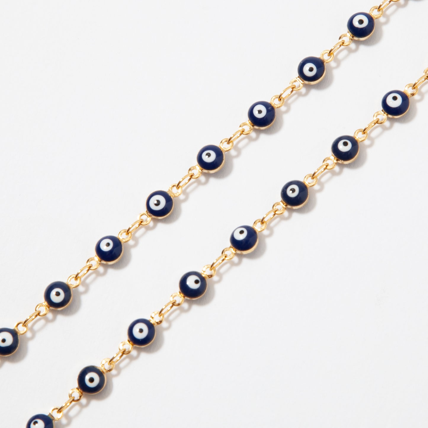 Navy 24k Gold Plated Evil Eye Chain