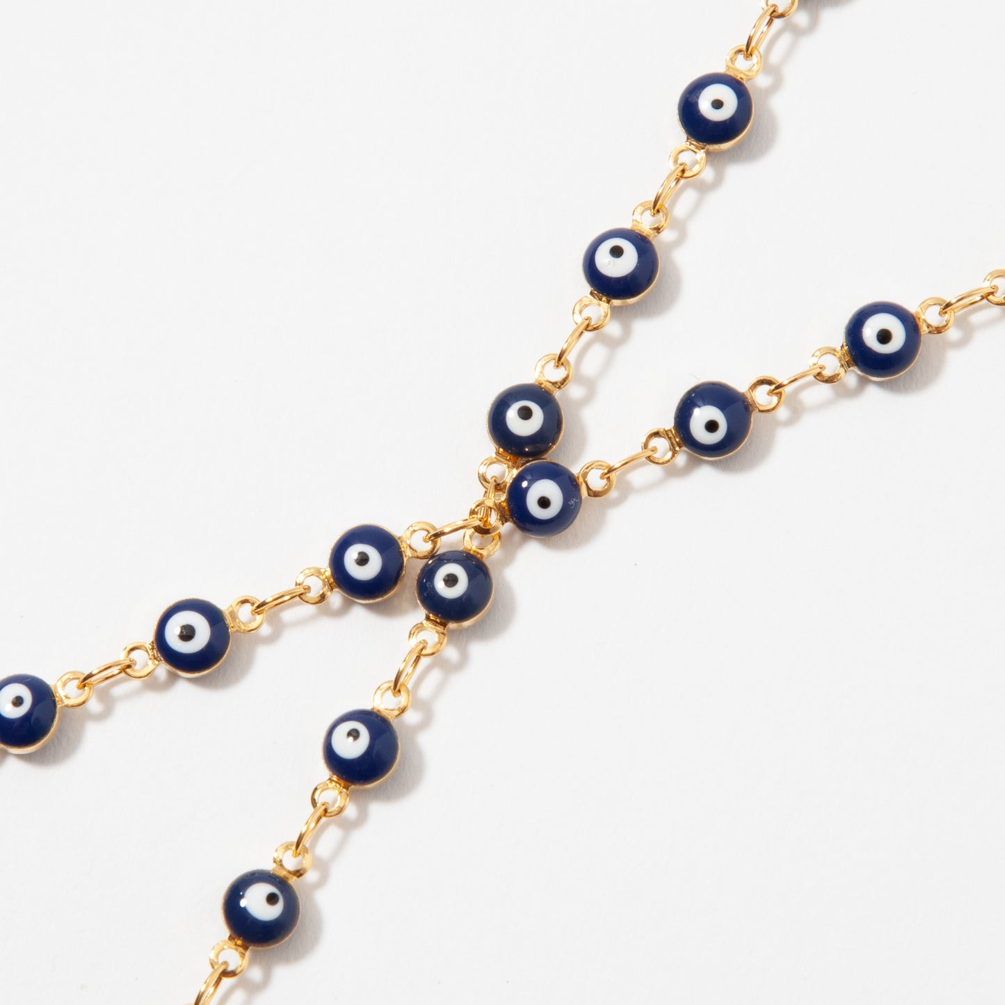 Navy 24k Gold Plated Evil Eye Chain